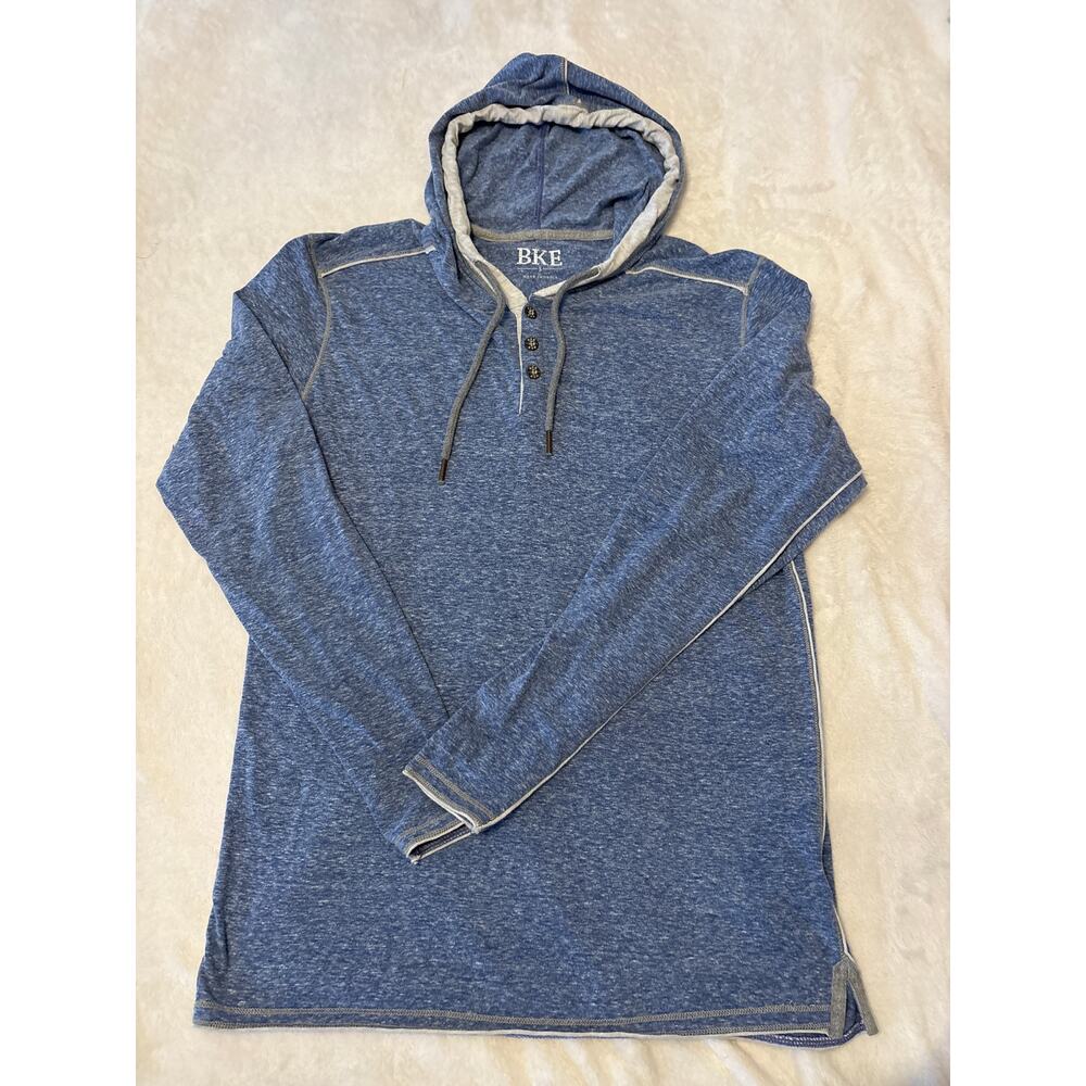 BKE long sleeve T-shirt varied blue. Three button with hood. Size small.